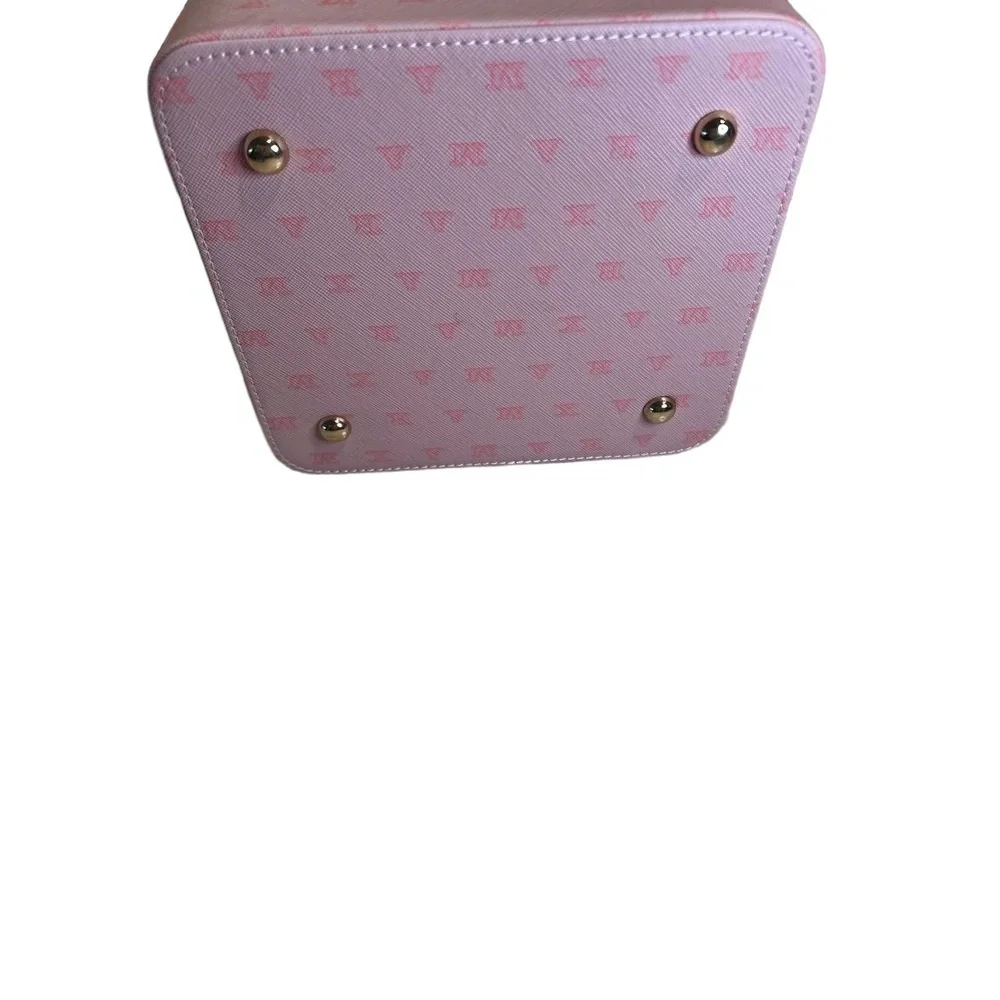 Max Mara Pink Monogram Pattern Vanity Case With Top Handle Zip Closure VIP Gift